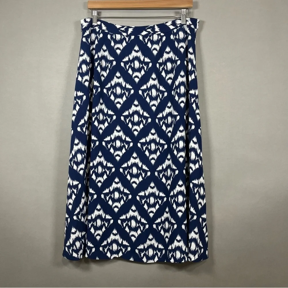 Talbots Blue Ikat Print Viscose A Line Skirt - Picture 8 of 15